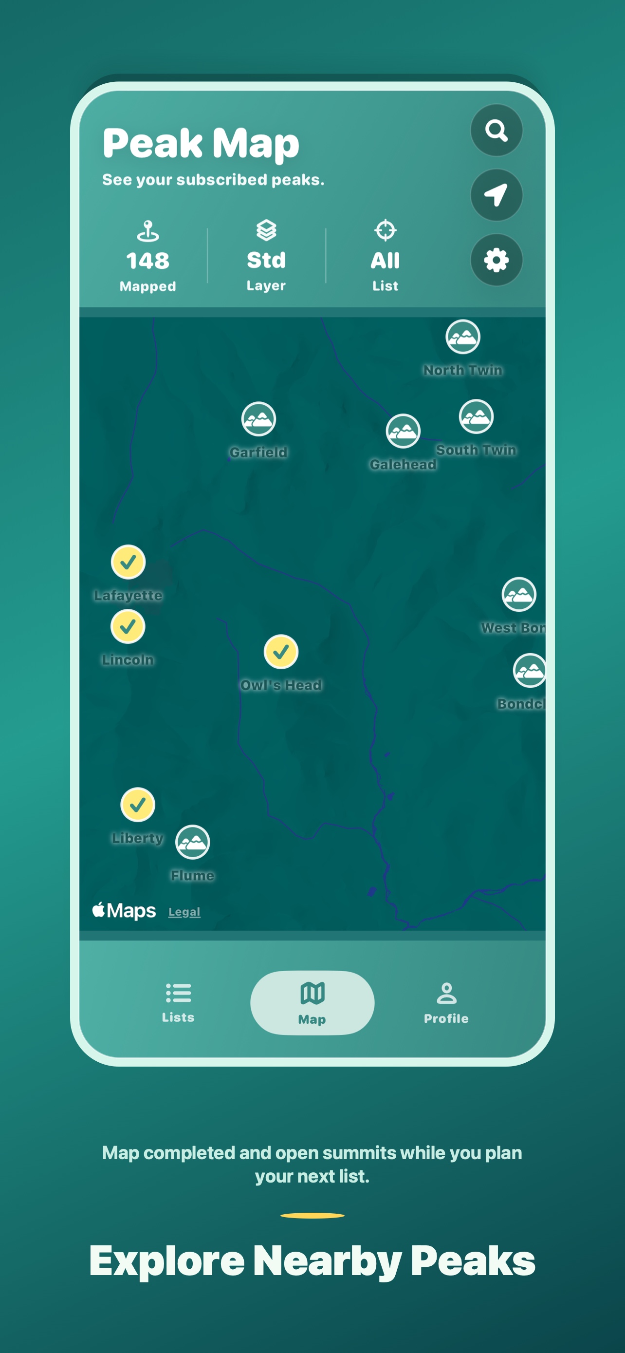PeakLog map screenshot